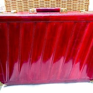 Vintage Eel-skin Brief Burgandy Briefcase with Brass accents and Locks